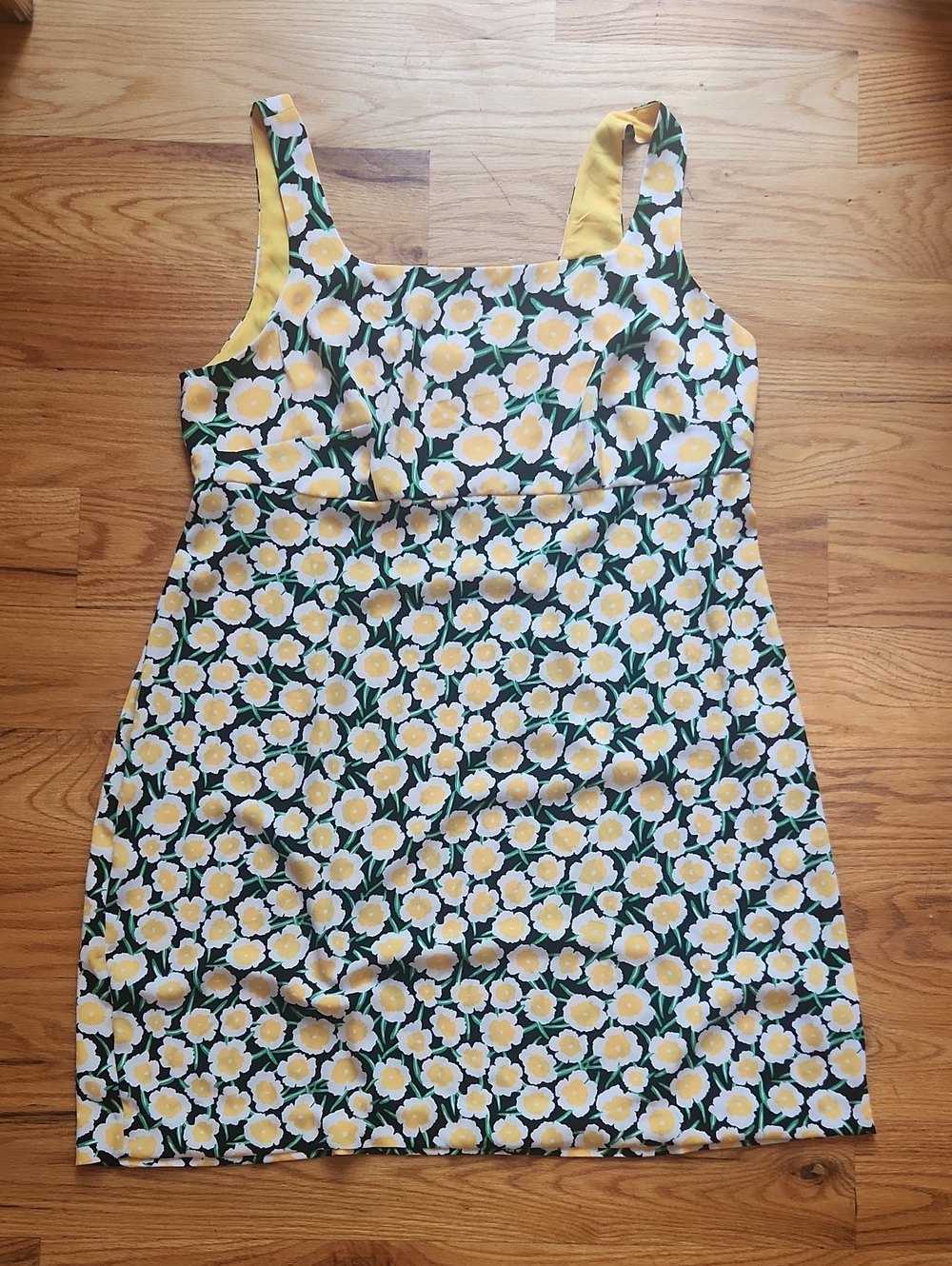 Diane Von Furstenberg Yellow Floral Dress with Green Leaves